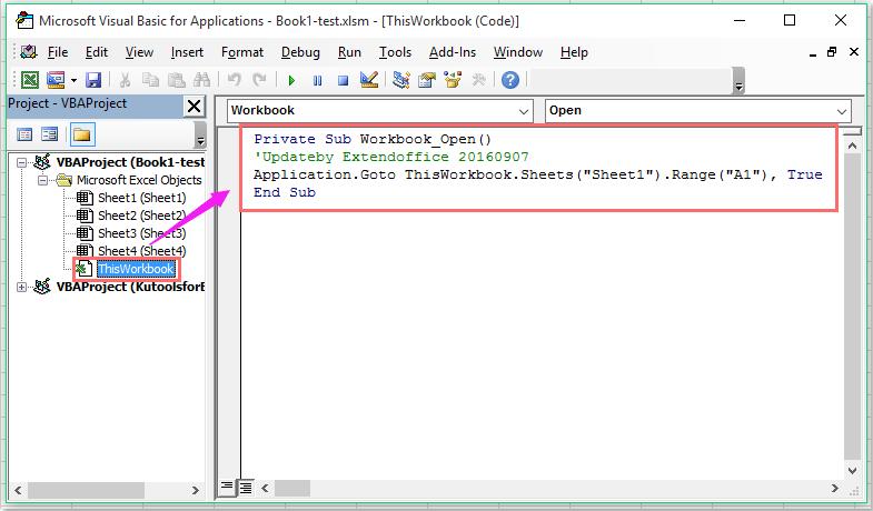 Hướng dẫn luôn mở Workbook ở ô A1 trong Excel bằng VBA